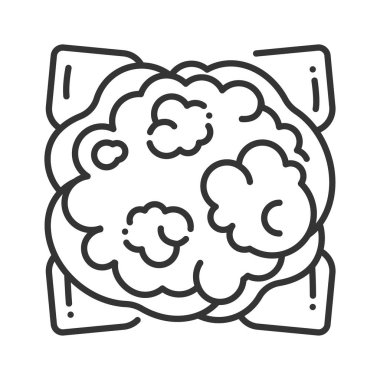 Karnabahar çizgisi siyah ikonu. Lahana işareti. Sağlıklı, organik yiyecekler. Salata malzemesi. Doğal sebze. Tarım fabrikası. Web sayfası için piktogram, mobil uygulama. Ui Ux Gui tasarım elemanı. Düzenlenebilir vuruş.