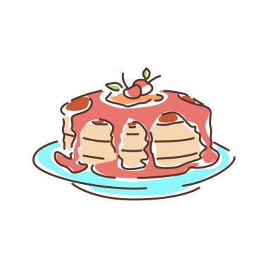 Krep renk çizgisi simgesi. Şerbetli fırın. Kahvaltı konsepti. Web sayfası için piktogram, mobil uygulama, tanıtım. Ui Ux Gui tasarım elemanı. Düzenlenebilir vuruş.