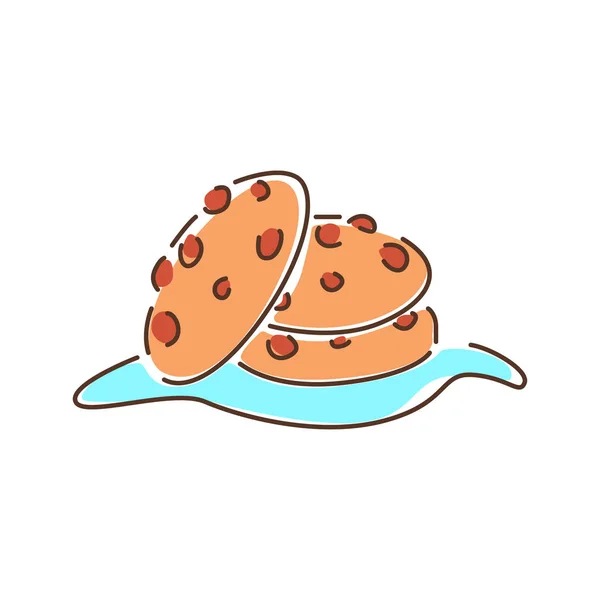 Εικόνα χρωματικής γραμμής cookie. Παραδοσιακά μπισκότα σοκολάτας. Εικονόγραμμα για ιστοσελίδα, mobile app, promo. Ui Ux Gui σχεδιαστικό στοιχείο. Επεξεργάσιμη διαδρομή. — Διανυσματικό Αρχείο