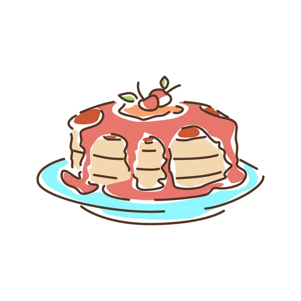 Pancakes color line icon. Baking with syrup. Breakfast concept. Pictogram for web page, mobile app, promo. UI UX GUI design element. Editable stroke. — Stock Vector
