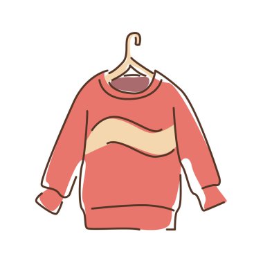 Kazak renk çizgisi simgesi. Vücudun ve kolların üst kısmını kaplayan yün bir giysi parçası. Web sayfası için piktogram, mobil uygulama, tanıtım. Ui Ux Gui tasarım elemanı. Düzenlenebilir vuruş.