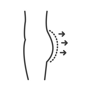 Popo büyütme siyah çizgi simgesi. Gluteoplastik konsept. Düzeltme kadın figürü. Plastik vücut ameliyatı. Web sitesi, mobil uygulama, afiş, sosyal medya için imza. Düzenlenebilir vuruş.