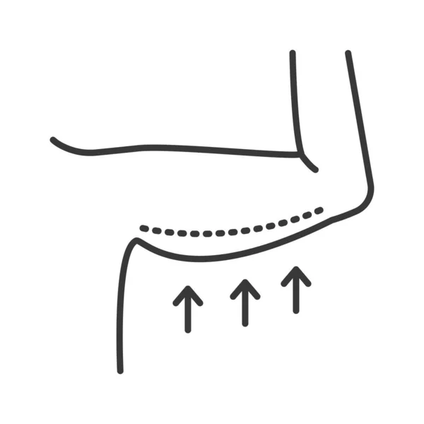 Icona della linea nera brachioplastica. Concetto di sollevamento del braccio. Chirurgia plastica del corpo. Iscriviti alla pagina web, app mobile, banner, social media. Ictus modificabile . — Vettoriale Stock