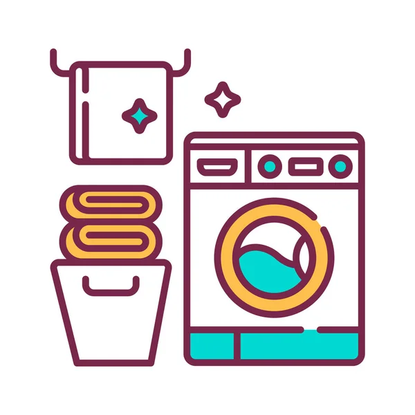 Laundry room color line icon. House amenities sign. Cleaning service. Pictogram for web page, mobile app, promo. UI UX GUI design element. Editable stroke. — Stock Vector