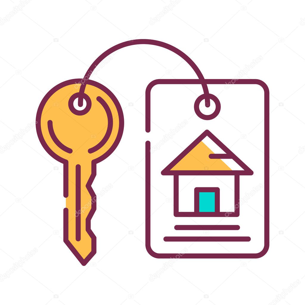 House keys color line icon. Iron attribute that can open the door. Pictogram for web page, mobile app, promo. UI UX GUI design element. Editable stroke.