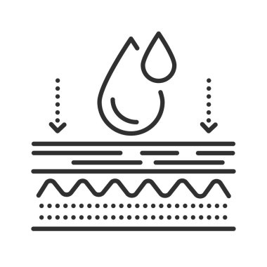 Cilt katmanını nemlendiriyor ve tonu siyah simgeye dönüştürüyor. Kozmetik prosedürleri. Cilt bakımı. Web sayfası, mobil uygulama, düğme, logo için imza. Vektör izole ögesi