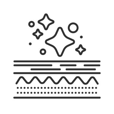 Sağlıklı ve temiz cilt çizgisi siyah ikon. Temizlik. Cilt bakımı. Web sayfası, mobil uygulama, düğme, logo için imza. Vektör izole eleman. Düzenlenebilir vuruş