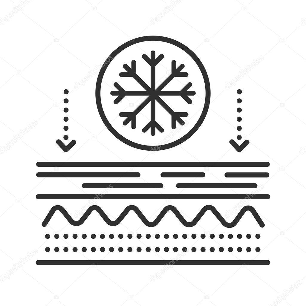 Effects on the skin of the cold line black icon. Frostbite of the skin. Skin care. Sign for web page, mobile app, button, logo. Vector isolated element. Editable stroke