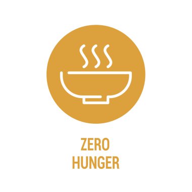 Sıfır açlık rengi simgesi. Kurumsal sosyal sorumluluk. Sürdürülebilir Kalkınma Hedefleri. SDG işareti. Reklam, internet, mobil uygulama ve tanıtım için Pictogram. Ui Ux tasarım elemanı. Düzenlenebilir vuruş