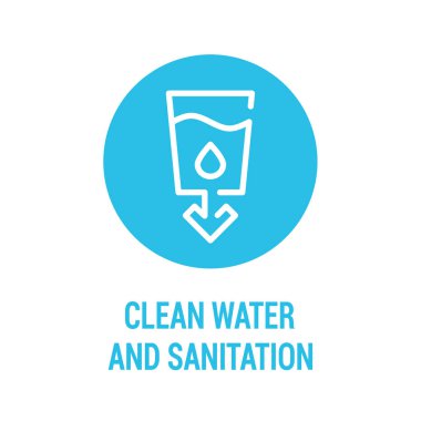 Temiz su ve temizlik ikonu. Kurumsal sosyal sorumluluk. Sürdürülebilir Kalkınma Hedefleri. Sdg renk işareti. Reklam için piktogram, web. Ui Ux tasarım elemanı. Düzenlenebilir vuruş