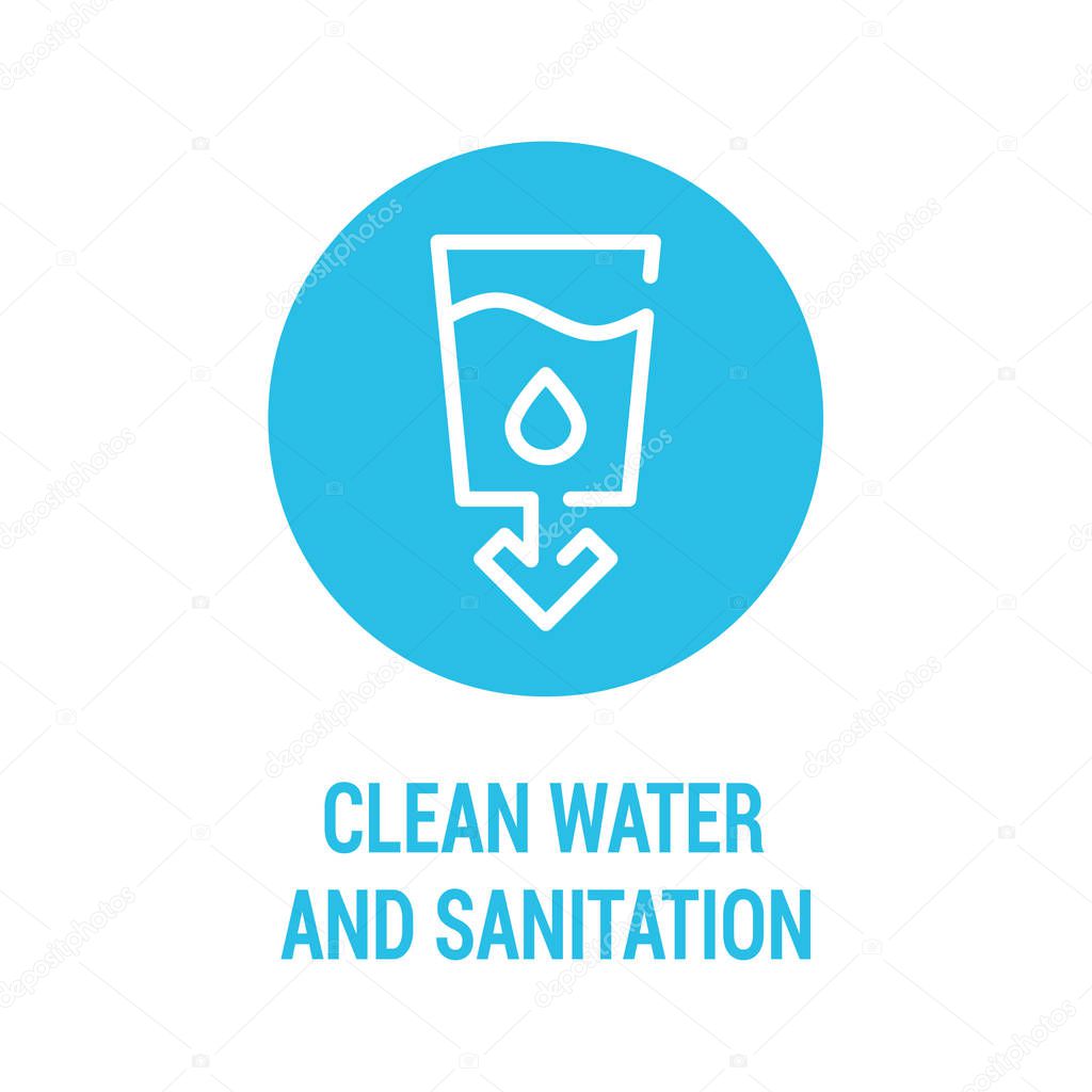 Clean water and sanitation color icon. Corporate social responsibility. Sustainable Development Goals. SDG color sign. Pictogram for ad, web. UI UX design element. Editable stroke.
