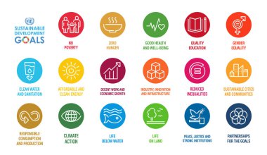 Corporate social responsibility sign. Sustainable Development Goals  illustration. SDG signs. Pictogram for ad, web, mobile app, promo. clipart