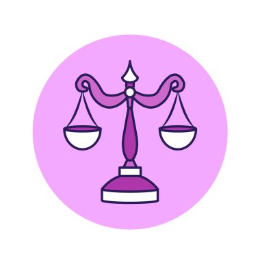 Terazi renk çizgisi simgesi. Zodiac burcu. Astroloji ve yıldız falı. Kehanetler ve insan karakteri. Hava elementi. Cetvel Venüs. Ui Ux Gui tasarım elemanı. Düzenlenebilir vuruş.