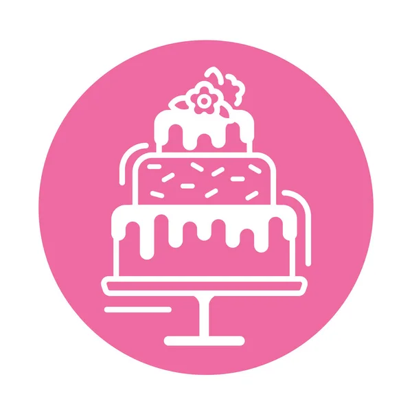 Ícone de linha de sobremesa bolo de casamento. Doce conceito de presente. Assine a página da web, aplicativo móvel, banner, mídias sociais. Interface de usuário do Pictogram UI UX e GUI. Clipart vetorial, ilustração, modelo. AVC editável — Vetor de Stock