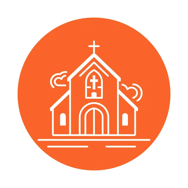 Igreja edifício ícone de linha de cor. Conceito de religião. Assine a página da web, aplicativo móvel, banner, mídias sociais. Interface de usuário do Pictogram UI UX e GUI. Clipart vetorial, ilustração . —  Vetores de Stock