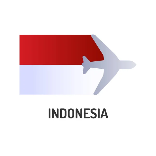 インドネシアのカラーラインアイコンの旗。航空会社のネットワーク国際線だ人気の観光地。ウェブページ、モバイルアプリ、プロモーションのためのPictogram 。UI Ux Guiのデザイン要素。編集可能なストローク. — ストックベクタ