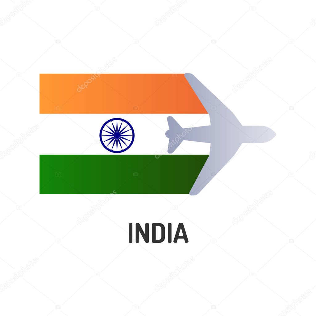 Flag of India color line icon. Airline network. International flights. Popular tourist destination. Pictogram for web page, mobile app, promo. UI UX GUI design element. Editable stroke.
