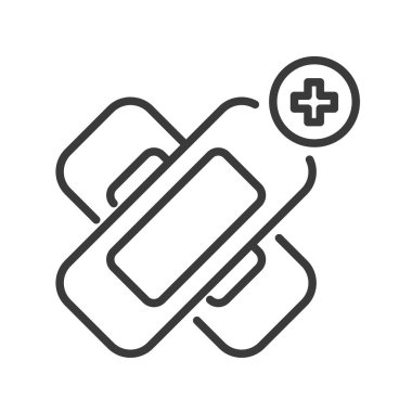 Elastik tıbbi sıva hattı siyah ikonu. Yapışkan bandaj konsepti. Web sayfası, mobil uygulama, düğme, logo için imza. Vektör izole işareti.