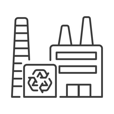 Çöp işleme santral hattı siyah simgesi. Yeşil üretim ve ekoloji geri dönüşüm üretimi. Çevre, vektör piktogramını korur. Web sayfası için düğme, uygulama. Ui Ux Gui tasarım elemanı. Düzenlenebilir vuruş