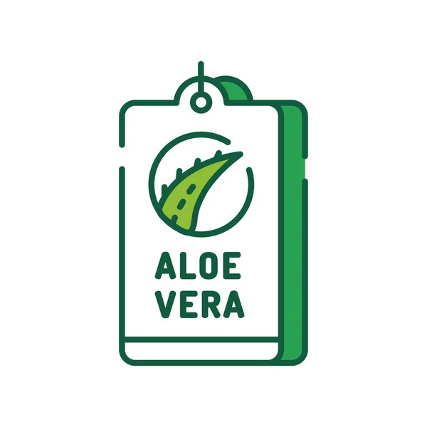 Etiqueta engomada Aloe color línea icono. Etiqueta que muestra que el producto contiene aloe. Pictograma para página web, aplicación móvil, promo. UI UX elemento de diseño de interfaz gráfica. Carrera editable . — Vector de stock