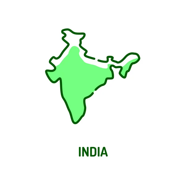 Ίντια χρώμα γραμμή εικονίδιο. Χώρα στη Νότια Ασία. Σύνορα της χώρας. Εικονόγραμμα για ιστοσελίδα, mobile app, promo. Ui Ux Gui σχεδιαστικό στοιχείο. Επεξεργάσιμη διαδρομή. — Διανυσματικό Αρχείο