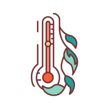 Rahat hava sıcaklığı renk çizgisi simgesi. Bitki büyümesi için en uygun sıcaklık. Web sayfası için piktogram, mobil uygulama, tanıtım. Ui Ux Gui tasarım elemanı. Düzenlenebilir vuruş.