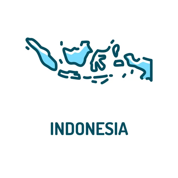 Indonesia memetakan ikon garis warna. Perbatasan negara. Pictogram untuk halaman web, aplikasi seluler, promo. Elemen desain UX GUI UI. Struk yang dapat diedit . - Stok Vektor