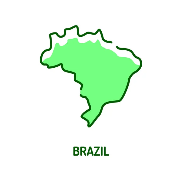 Brasilien Karte Farbe Linie Symbol. Grenze des Landes. Piktogramm für Webseite, mobile App, Promo. ui ux gui Gestaltungselement. editierbarer Schlaganfall. — Stockvektor