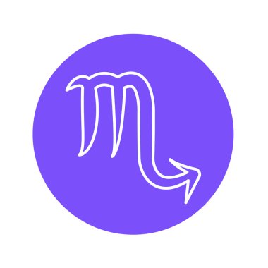 Akrep renkli çizgi simgesi. Zodiac burcu. Astroloji ve yıldız falı. Kehanetler ve insan karakteri. Element suyu. Cetvel Pluto. Ui Ux Gui tasarım elemanı. Düzenlenebilir vuruş.