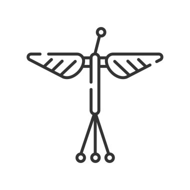 Mikro robot böcek siyah çizgi simgesi. Teknolojide yenilik. Mikro metre büyüklüğünde parçalarla çalışan robotlar için kullanılır. Web sayfasını imzala, uygulama. Ui Ux Gui tasarım elemanı. Düzenlenebilir vuruş.