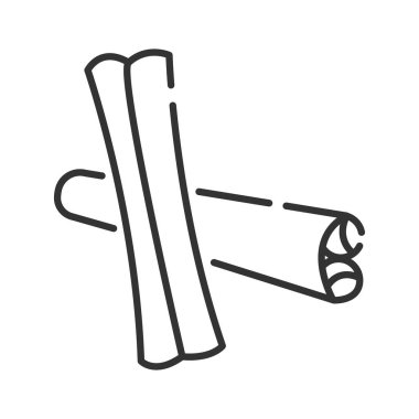 Yuvarlanmış tarçın siyah çizgi ikonu çubukları. Baharat ürünü. Yemek malzemeleri..