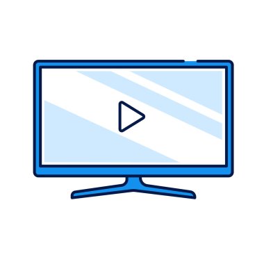 Televizyon renk çizgisi simgesini göster. Yüksek çözünürlüklü bir film ya da video izlemek. Web sayfası için piktogram, mobil uygulama, tanıtım. Düzenlenebilir vuruş.