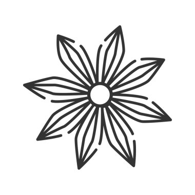 Siyah başlıklı yıldız anason bitkisi. Baharat, baharat. Yemek malzemesi. Web sayfası, mobil uygulama, tanıtım için resim grafiği.