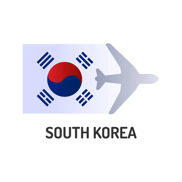 Flag of South Korea color line icon. Airline network. International flights. Popular tourist destination. Pictogram for web page, mobile app, promo. UI UX GUI design element. Editable stroke. — 스톡 벡터