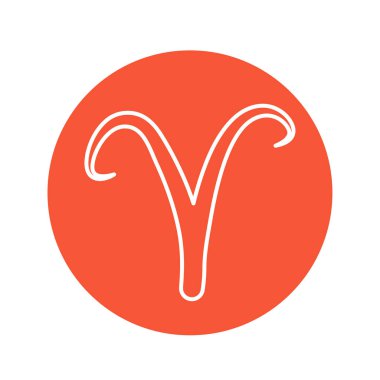 Koç renk çizgisi simgesi. Zodiac burcu. Astroloji ve yıldız falı. Kehanetler ve insan karakteri. Element ateşi. Hükümdar Mars. Ui Ux Gui tasarım elemanı. Düzenlenebilir vuruş.