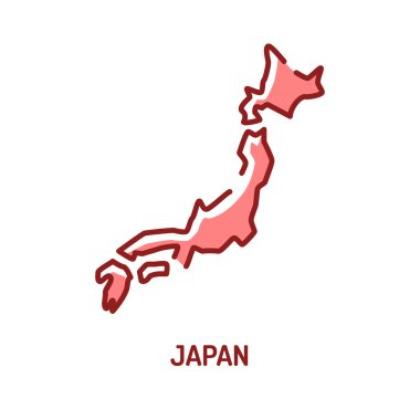 Japonya haritası renk çizgisi simgesi. Ülkenin sınırında. Web sayfası için piktogram, mobil uygulama, tanıtım. Ui Ux Gui tasarım elemanı. Düzenlenebilir vuruş.