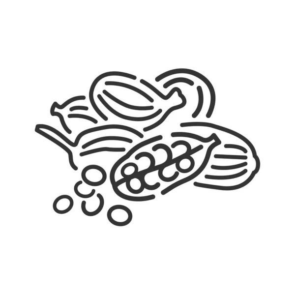 Icono de línea negra de semillas de cardamomo. Producto de especias. Ingrediente de cocina. Pictograma para página web, aplicación móvil, promo . — Vector de stock