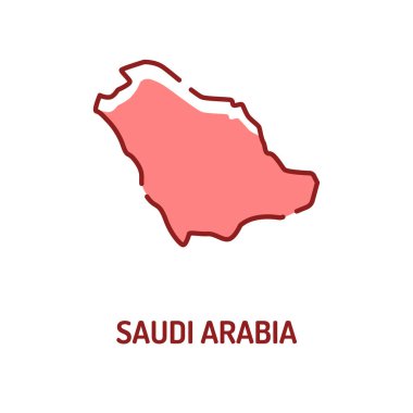 Suudi Arabistan haritası renk çizgisi simgesi. Ülkenin sınırında. Web sayfası için piktogram, mobil uygulama, tanıtım. Ui Ux Gui tasarım elemanı. Düzenlenebilir vuruş.