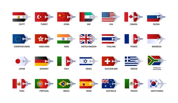 Drapeaux icônes de ligne de couleur ensemble. Symboles officiels de différents pays du monde. Pictogramme pour page web, application mobile, promo. UI UX GUI élément de conception. Course modifiable . — Image vectorielle