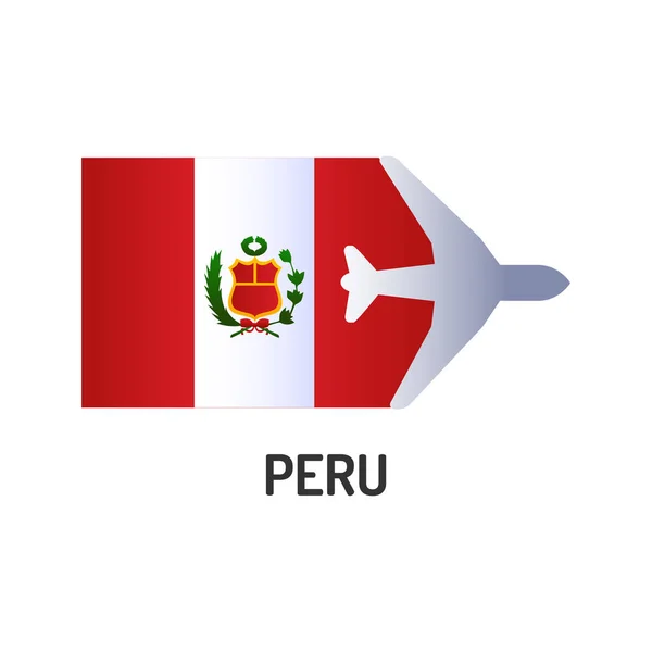 Flag of Peru color line icon. Airline network. International flights. Popular tourist destination. Pictogram for web page, mobile app, promo. UI UX GUI design element. Editable stroke. — 스톡 사진