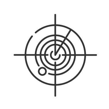 Radar siyah çizgi simgesi. Deniz piyadesi ya da ordu arama sistemini radyoaktif hale getiriyor. Donanma sonarı. Algılama ekranı. Yer belirleme. Web sitesi, mobil uygulama, afiş, sosyal medya için imza. Düzenlenebilir vuruş.