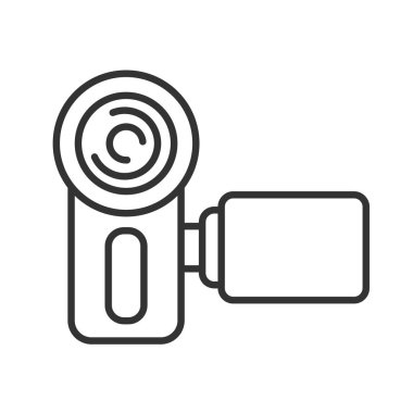 Aksiyon kamerası siyah çizgi simgesi. Elektronik cihaz konsepti. Web sayfası için piktogram, mobil uygulama, tanıtım. Ui Ux ekranı. Kullanıcı arayüzü görüntüsü. Düzenlenebilir vuruş.