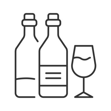 Alkol bağımlılığı siyah çizgi ikonu. Kötü alışkanlık. Sağlık tehlikesi. Sosyal problem konsepti. Web sitesi, mobil uygulama, afiş, sosyal medya için imza. Düzenlenebilir vuruş.