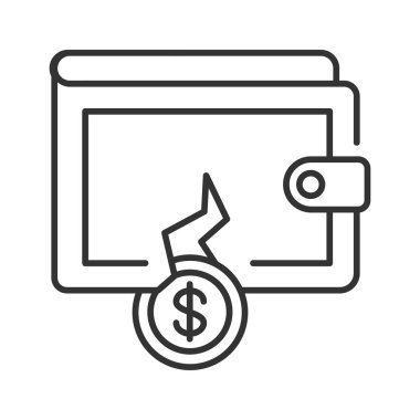 Yoksulluk siyah çizgi ikonu. Para biriktiriyorum. İş kaybı, kriz, dilencilik. Sosyal problem konsepti. Web sitesi, mobil uygulama, afiş, sosyal medya için imza. Düzenlenebilir vuruş.