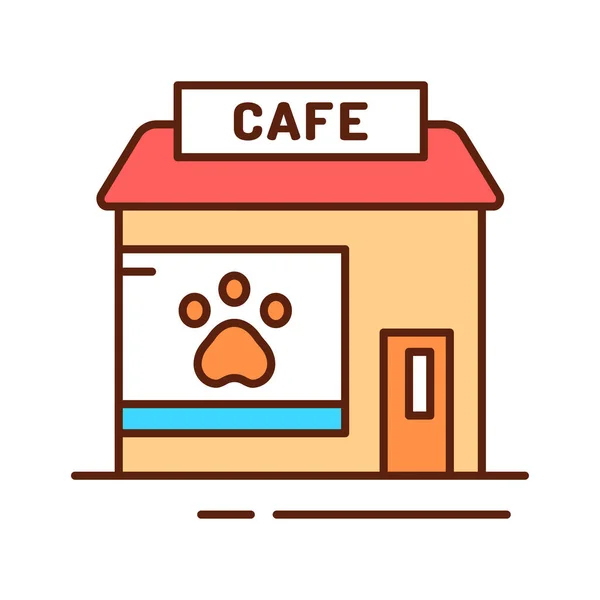 Icona della linea di colore del caffè animale. Luogo dove le persone possono vedere e interagire con vari animali. Pittogramma per pagina web, app mobile, promo. UI UX GUI elemento di design. Ictus modificabile . — Vettoriale Stock