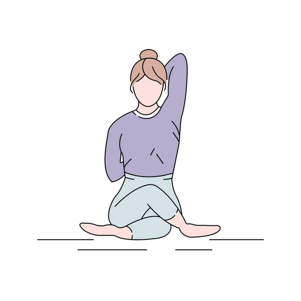 Gomukhasana cow head pose color line icon. Stretches the ankles, hips and thighs, shoulders, armpits and triceps and chest. Pictogram for web page, mobile app, promo. Editable stroke. — 스톡 벡터