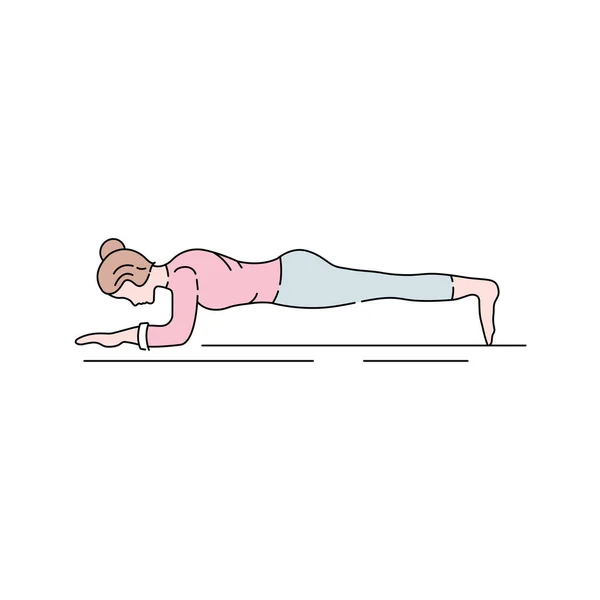 Plank color line icon. Isometric core strength exercise that involves maintaining a position for the maximum possible time. Pictogram for web page, mobile app. Editable stroke — 스톡 벡터