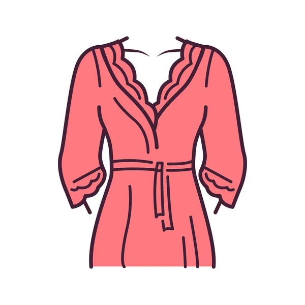 Badjas lingerie kleur lijn pictogram. Kleedjurk. Housecoat of ochtendjas is een mantel, een los zittend buitenkleed. Pictogram voor webpagina, mobiele app, promo. Aanpasbare beroerte. — Stockvector