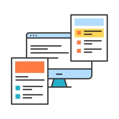 Front-end development color line icon. Practice of converting data to a graphical interface, through the use of HTML, CSS, and JavaScript. UI UX GUI design element. Editable stroke.