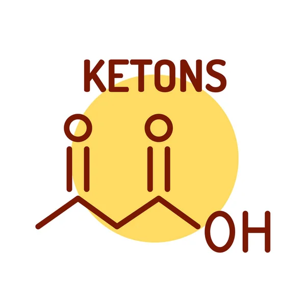 Ketone kroppar färg linje ikon. Vattenlösliga molekyler som innehåller ketongruppen och som produceras av levern av fettsyror under perioder med lågt födointag. — Stock vektor